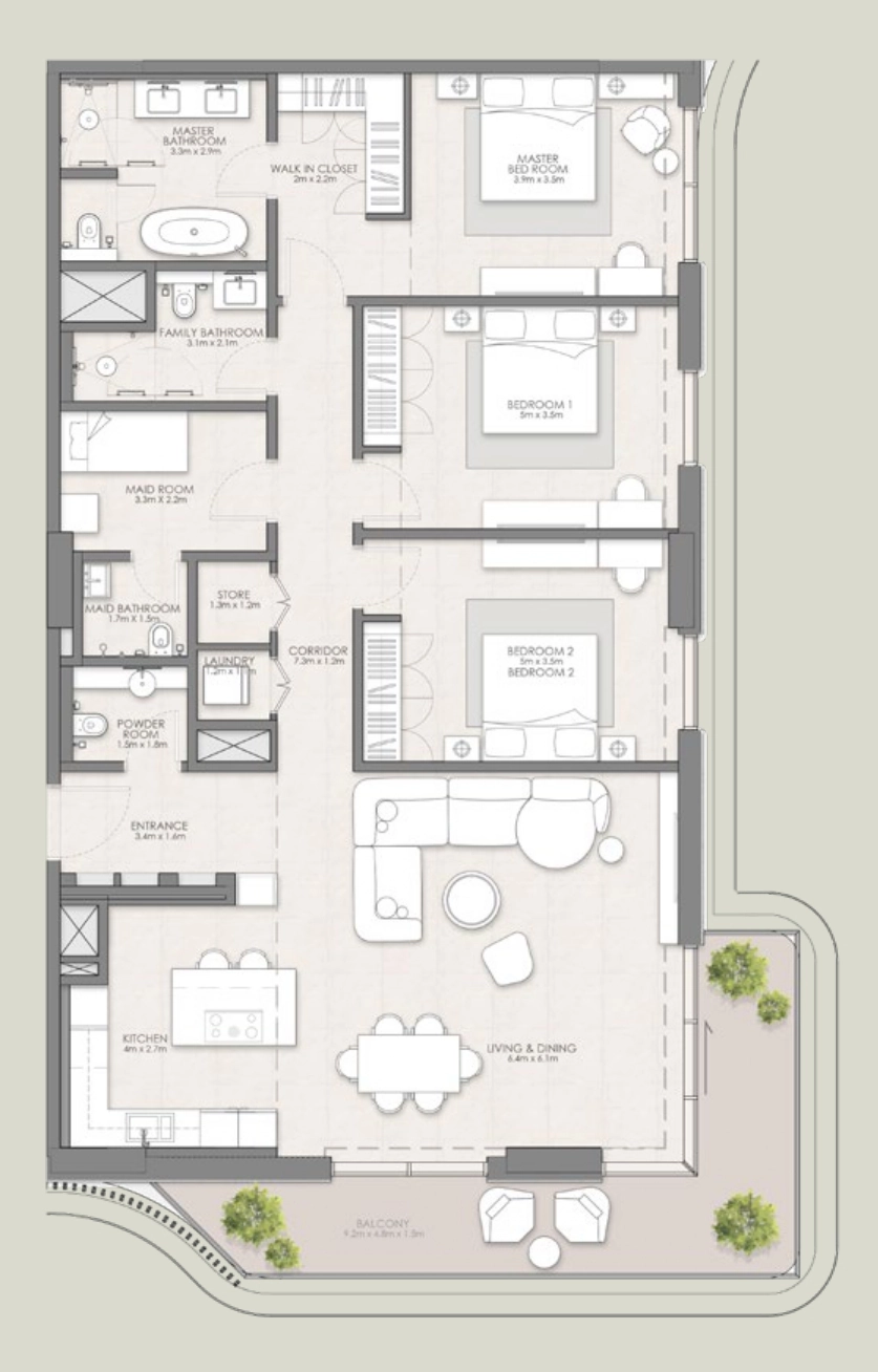 3 bedrooms in sass height